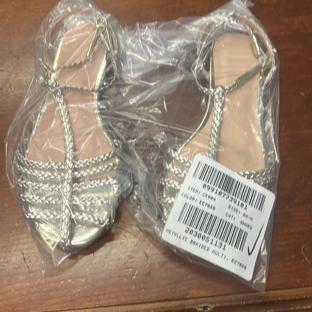 J Crew Braided cage-toe sandals in metallic leather CK004